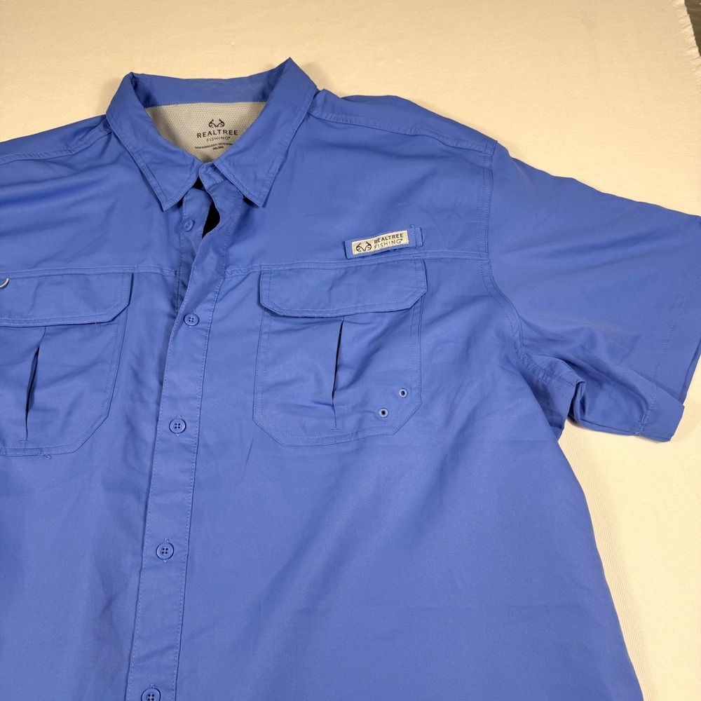 Realtree Fishing Shirt 3XL Blue Yonder Short Sleeve Vented Button Down TS10317 - Picture 11 of 16